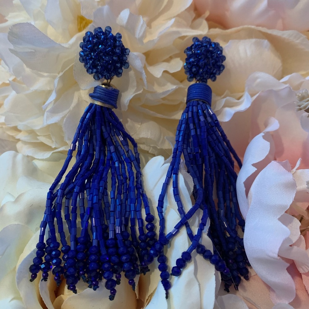 Blue tassel earrings